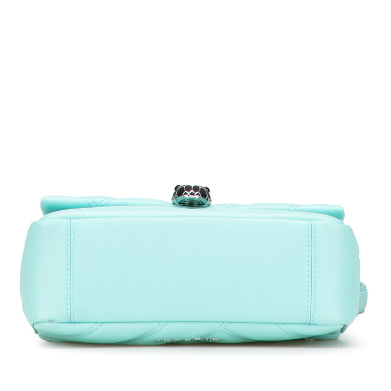 ブルガリ セルペンティ チェーン ショルダーバッグ ブルー グリーン レザー レディース BVLGARI 【中古】