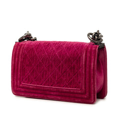 シャネル ココマーク ボーイシャネル チェーン ショルダーバッグ ピンク ベロア レザー レディース CHANEL 【中古】