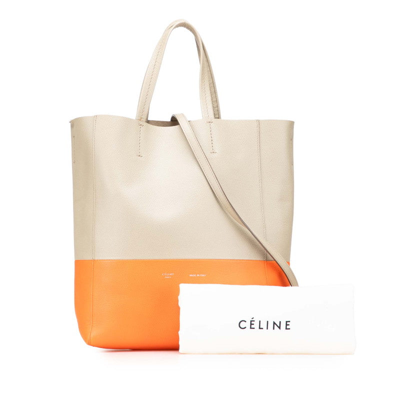 セリーヌ バーティカル カバ スモール ショルダーバッグ ハンドバッグ 2WAY ベージュ オレンジ レザー レディース CELINE 【中古】
