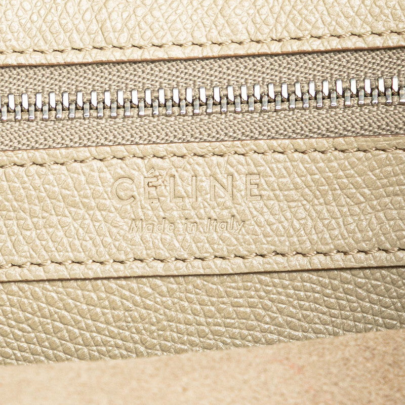 セリーヌ バーティカル カバ スモール ショルダーバッグ ハンドバッグ 2WAY ベージュ オレンジ レザー レディース CELINE 【中古】