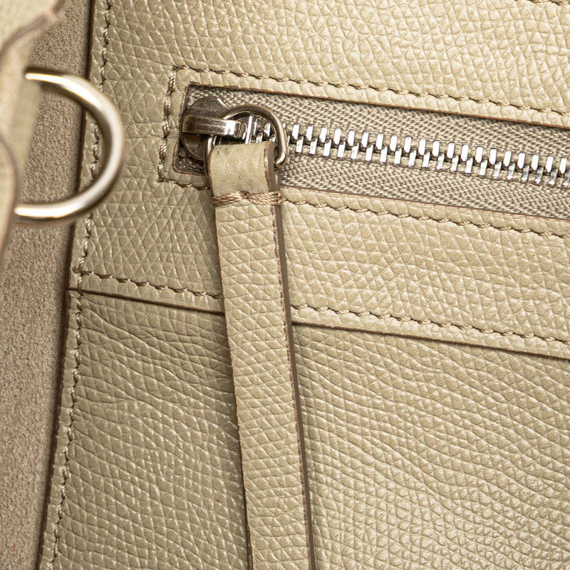 セリーヌ バーティカル カバ スモール ショルダーバッグ ハンドバッグ 2WAY ベージュ オレンジ レザー レディース CELINE 【中古】