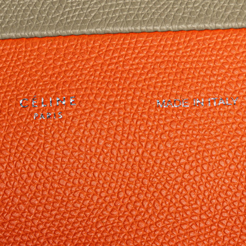 セリーヌ バーティカル カバ スモール ショルダーバッグ ハンドバッグ 2WAY ベージュ オレンジ レザー レディース CELINE 【中古】