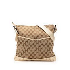 グッチ GGキャンバス 斜め掛け ショルダーバッグ 145857 ベージュ アイボリー キャンバス レザー レディース GUCCI 【中古】