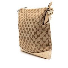 グッチ GGキャンバス 斜め掛け ショルダーバッグ 145857 ベージュ アイボリー キャンバス レザー レディース GUCCI 【中古】