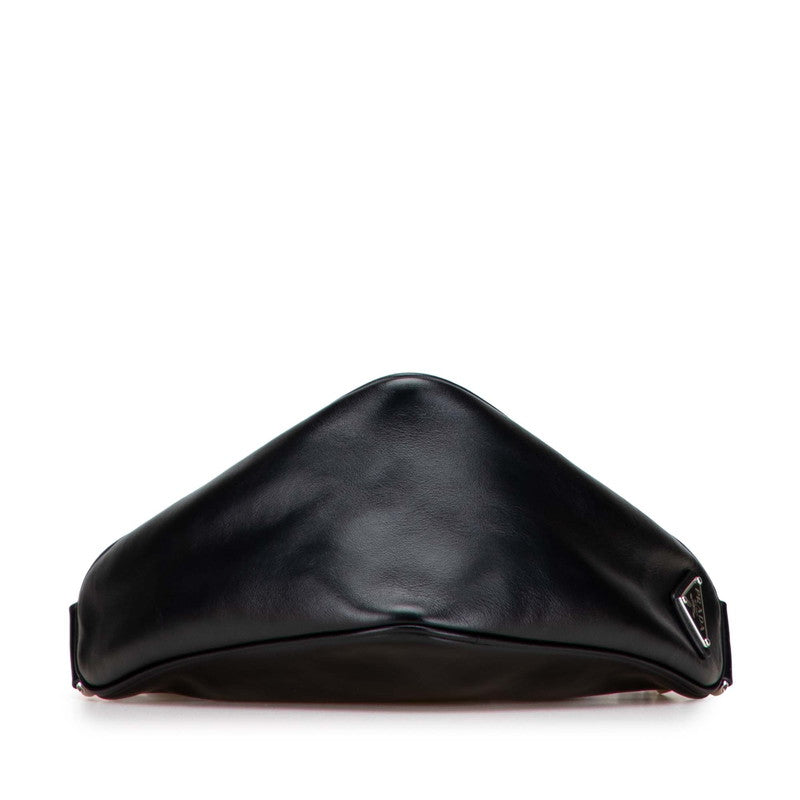 プラダ トライアングル エンボスロゴ ショルダーバッグ 1BH190 ブラック レザー レディース PRADA 【中古】