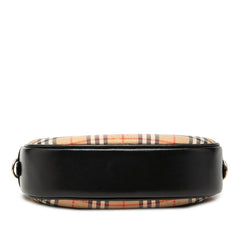 バーバリー ノバチェック シャドーホース 斜めかけ ショルダーバッグ ベージュ ブラック キャンバス レザー レディース BURBERRY 【中古】