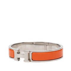 エルメス クリックH PM ブレスレット シルバー オレンジ メタル レディース HERMES 【中古】