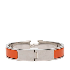エルメス クリックH PM ブレスレット シルバー オレンジ メタル レディース HERMES 【中古】