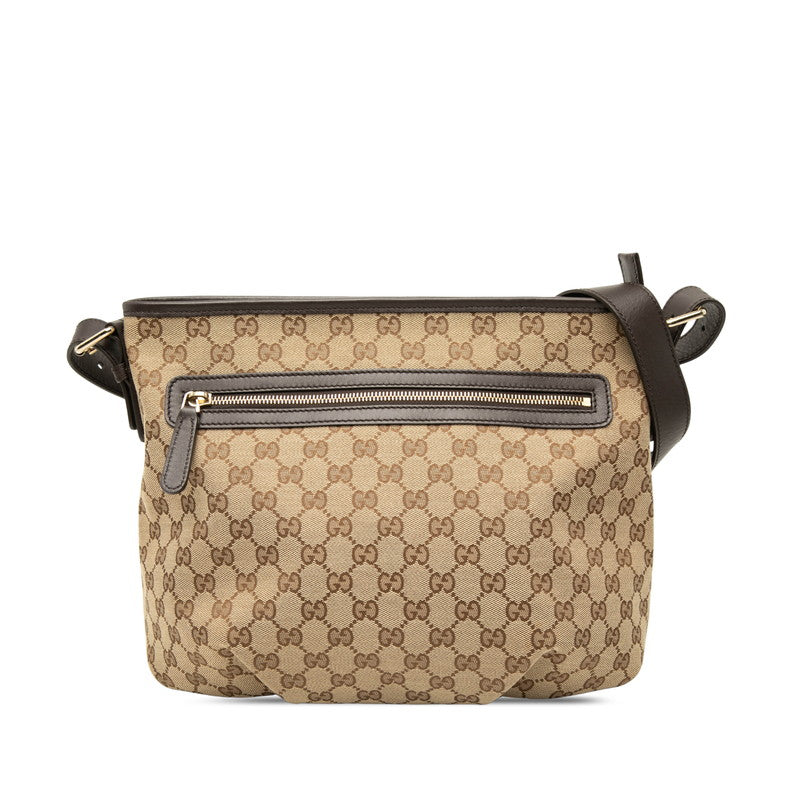 グッチ GGキャンバス 斜め掛け ショルダーバッグ 388930 ベージュ ブラウン キャンバス レザー レディース GUCCI 【中古】
