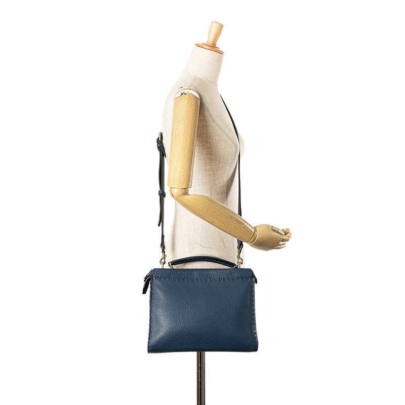 フェンディ セレリア ピーカブー フィットミニ ハンドバッグ ショルダーバッグ 2WAY 7VA422 ネイビー レザー レディース FENDI 【中古】