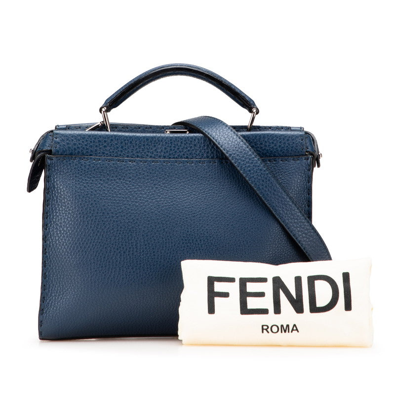 フェンディ セレリア ピーカブー フィットミニ ハンドバッグ ショルダーバッグ 2WAY 7VA422 ネイビー レザー レディース FENDI 【中古】