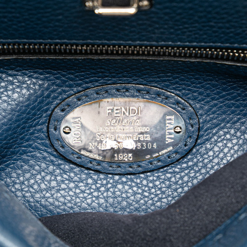 フェンディ セレリア ピーカブー フィットミニ ハンドバッグ ショルダーバッグ 2WAY 7VA422 ネイビー レザー レディース FENDI 【中古】