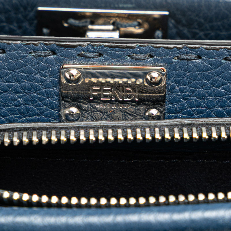 フェンディ セレリア ピーカブー フィットミニ ハンドバッグ ショルダーバッグ 2WAY 7VA422 ネイビー レザー レディース FENDI 【中古】
