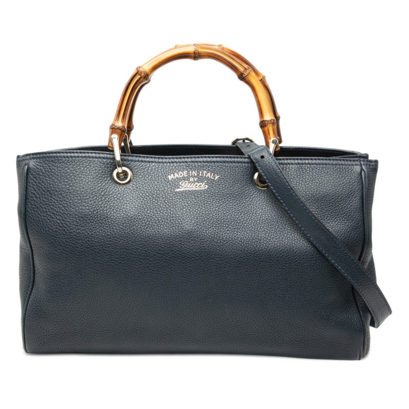 グッチ バンブー ハンドバッグ ショルダーバッグ 2WAY 323660 ブルー レザー レディース GUCCI 【中古】