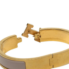 エルメス クリックH PM ブレスレット バングル ゴールド グレージュ メッキ エナメル レディース HERMES 中古