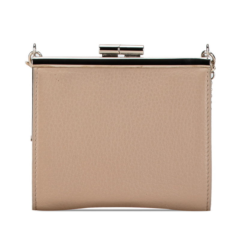 ブルガリ チェーン ショルダーウォレット グレージュ ベージュ レザー レディース BVLGARI 【中古】