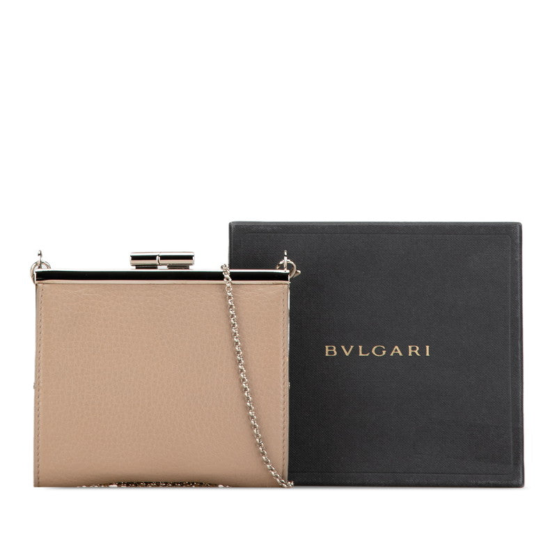ブルガリ チェーン ショルダーウォレット グレージュ ベージュ レザー レディース BVLGARI 【中古】