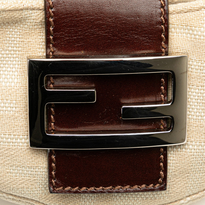 フェンディ ズッカ ミニクロワッサン ハンドバッグ 26673 ベージュ ブラウン キャンバス レザー レディース FENDI 【中古】
