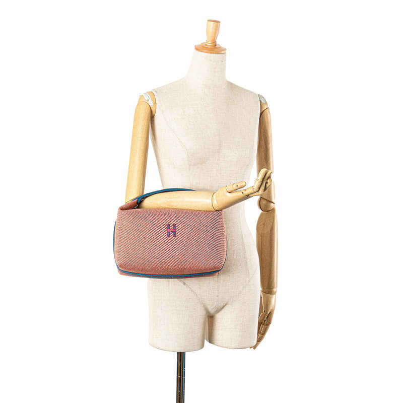 エルメス ブリッドアブラックGM ハンドバッグ オレンジ ブルー キャンバス レディース HERMES 【中古】