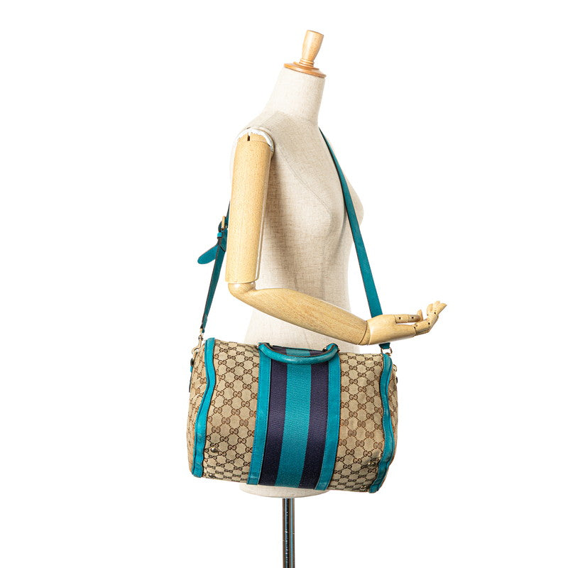 グッチ GGキャンバス ハンドバッグ ショルダーバッグ 2WAY 247205 ベージュ ブルー キャンバス レザー レディース GUCCI 【中古】
