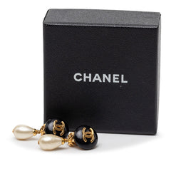 シャネル ヴィンテージ ココマーク イヤリング ゴールド ブラック メッキ フェイクパール レディース CHANEL 【中古】