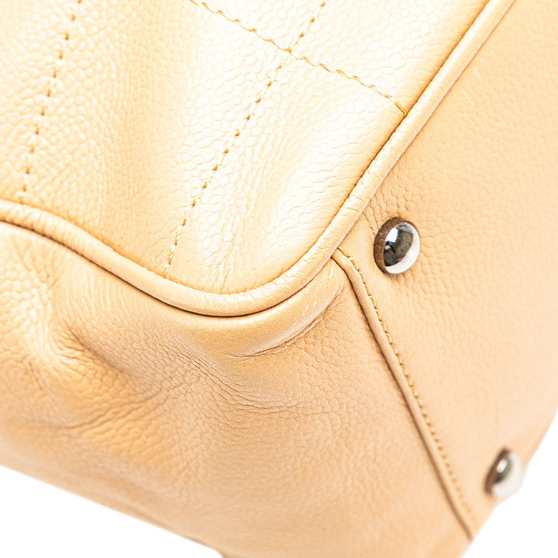 シャネル チョコバー ハンドバッグ トートバッグ ベージュ レザー レディース CHANEL 【中古】