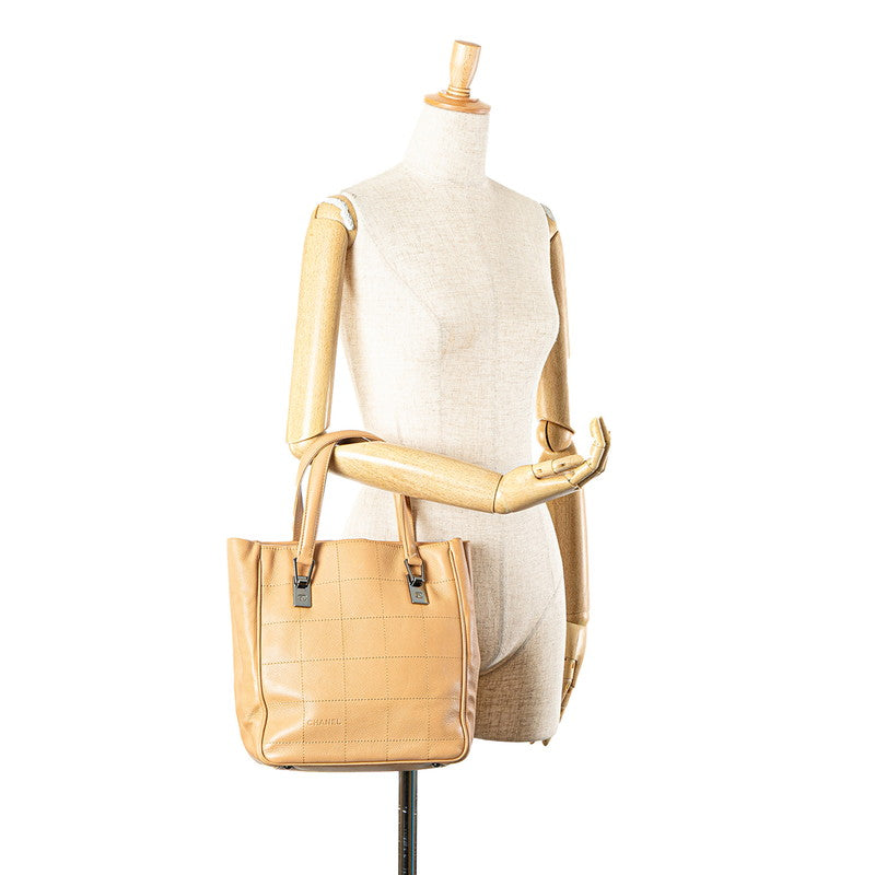 シャネル チョコバー ハンドバッグ トートバッグ ベージュ レザー レディース CHANEL 【中古】
