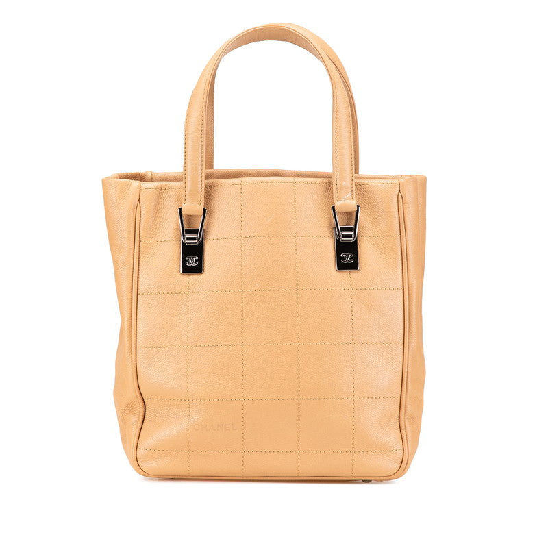 シャネル チョコバー ハンドバッグ トートバッグ ベージュ レザー レディース CHANEL 【中古】