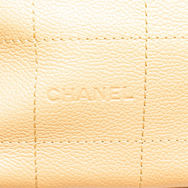 シャネル チョコバー ハンドバッグ トートバッグ ベージュ レザー レディース CHANEL 【中古】
