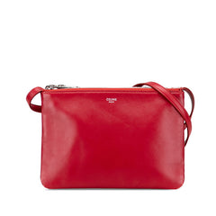 セリーヌ トリオ スモール ショルダーバッグ レッド レザー レディース CELINE 【中古】