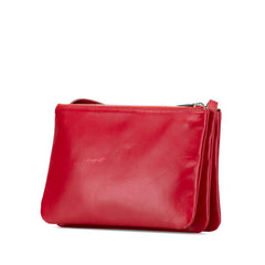 セリーヌ トリオ スモール ショルダーバッグ レッド レザー レディース CELINE 【中古】