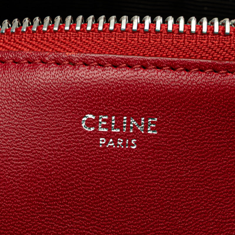 セリーヌ トリオ スモール ショルダーバッグ レッド レザー レディース CELINE 【中古】