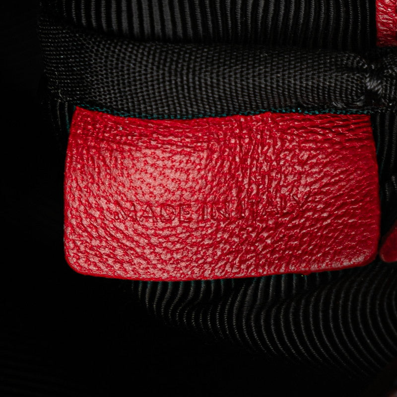 セリーヌ トリオ スモール ショルダーバッグ レッド レザー レディース CELINE 【中古】