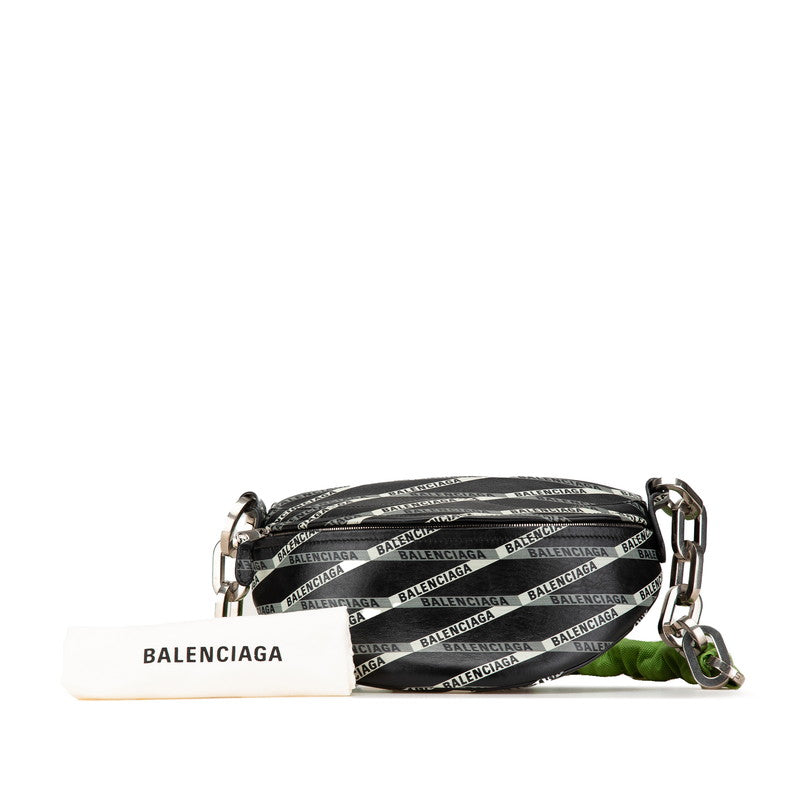 バレンシアガ スーベニア ウエストバッグ ボディバッグ 518163 ブラック グリーン レザー レディース BALENCIAGA 【中古】