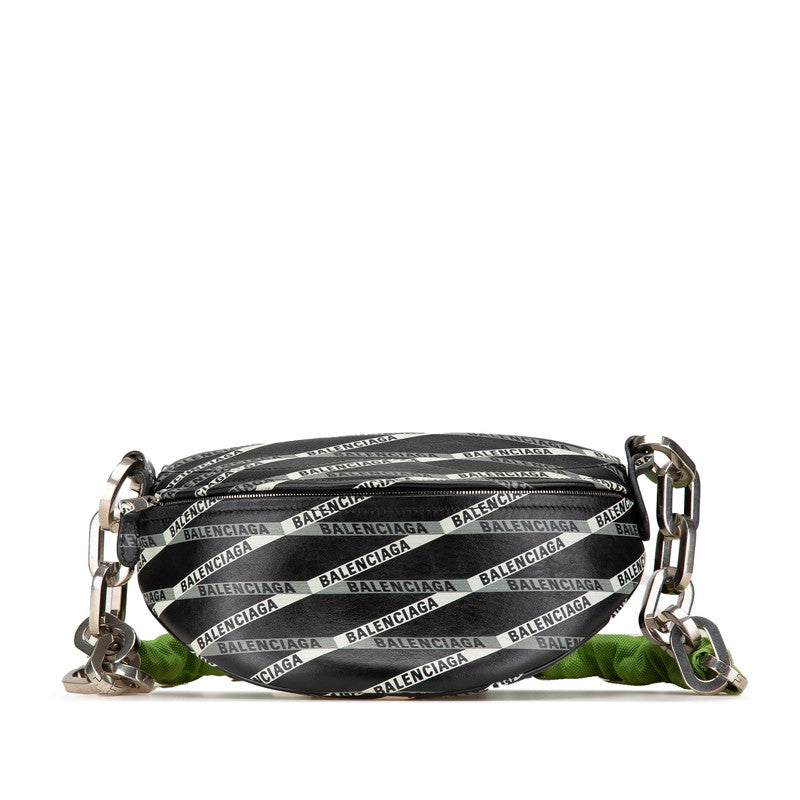 バレンシアガ スーベニア ウエストバッグ ボディバッグ 518163 ブラック グリーン レザー レディース BALENCIAGA 【中古】