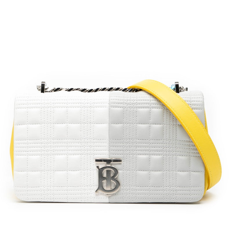 バーバリー TBロゴ チェーン ショルダーバッグ イエロー ホワイト グレー レザー レディース BURBERRY 【中古】