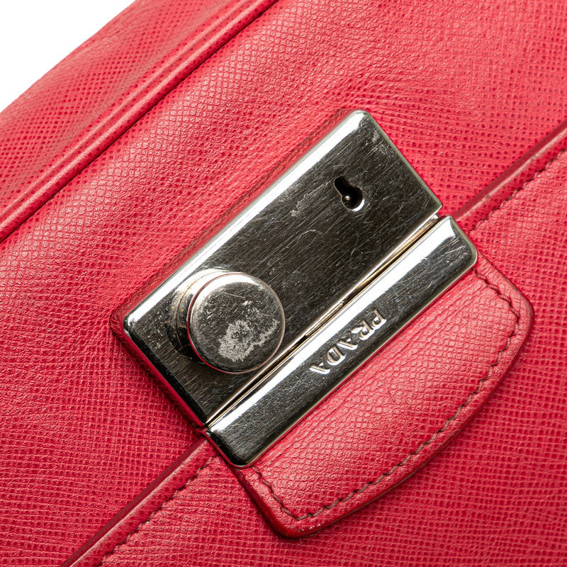 プラダ 斜め掛け チェーン ショルダーバッグ BT0974 ピンク サフィアーノ レザー レディース PRADA 【中古】