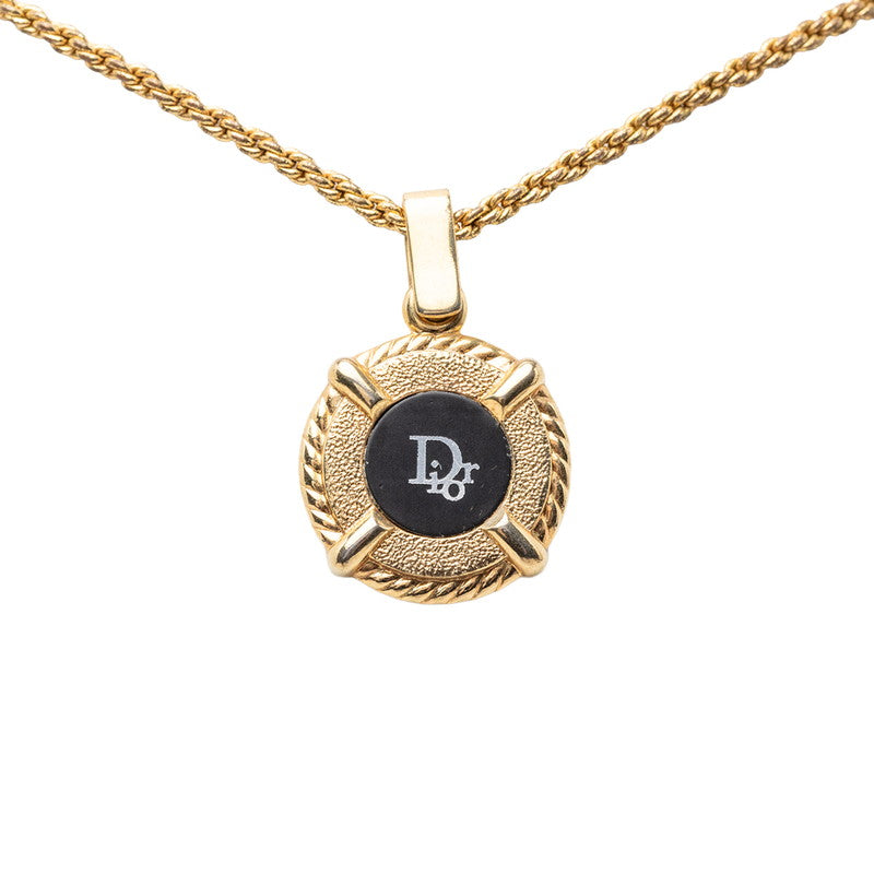 ディオール ヴィンテージ CDロゴ ネックレス ゴールド ブラック メッキ レディース Dior 【中古】