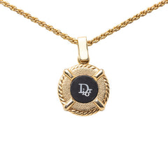 ディオール ヴィンテージ CDロゴ ネックレス ゴールド ブラック メッキ レディース Dior 【中古】