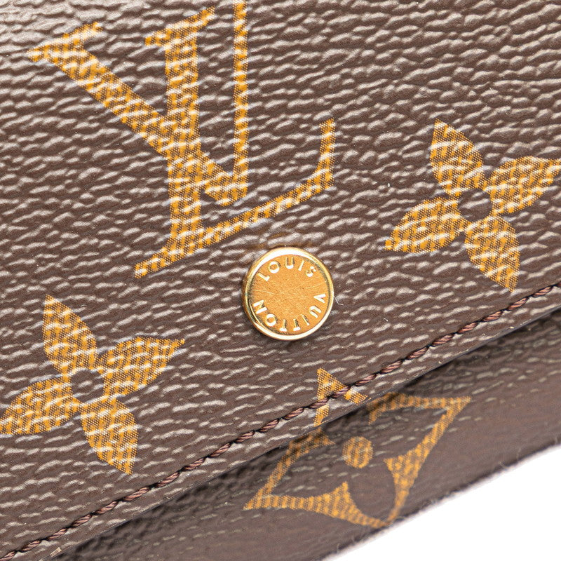 ルイ ヴィトン モノグラム ポルトフォイユ マイクロ 三つ折り財布 M68704 ブラウン PVC レザー レディース LOUIS VUITTON 【中古】
