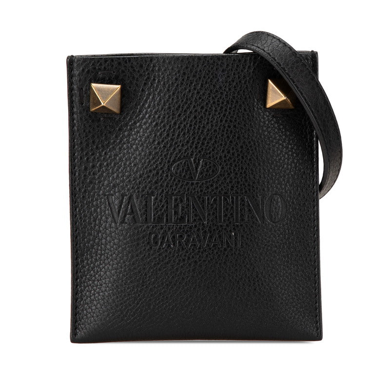 スタッズ ショルダーバッグ ブラック レザー レディース 【中古】