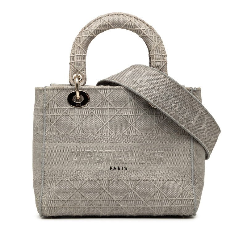 ディオール カナージュ レディ ディライト ハンドバッグ ショルダーバッグ 2WAY 50-MA-0280 グレー キャンバス レディース Dior 中古