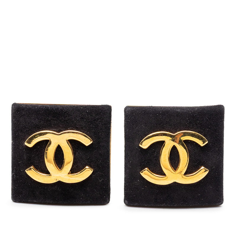 シャネル ココマーク イヤリング ブラック ゴールド ベロア メッキ レディース CHANEL 【中古】
