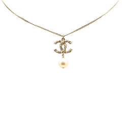 シャネル ヴィンテージ ココマーク パール ラインストーン ネックレス ゴールド メッキ レディース CHANEL 【中古】