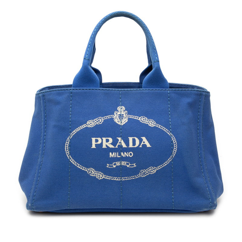 プラダ カナパM トートバッグ ブルー キャンバス レディース PRADA 【中古】