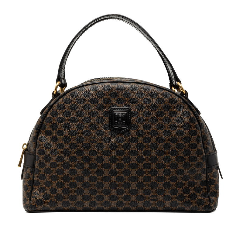 セリーヌ マカダム ハーフムーン ハンドバッグ ブラウン PVC レザー レディース CELINE 【中古】