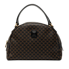 セリーヌ マカダム ハーフムーン ハンドバッグ ブラウン PVC レザー レディース CELINE 【中古】