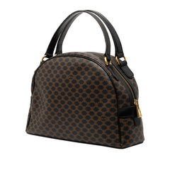 セリーヌ マカダム ハーフムーン ハンドバッグ ブラウン PVC レザー レディース CELINE 【中古】