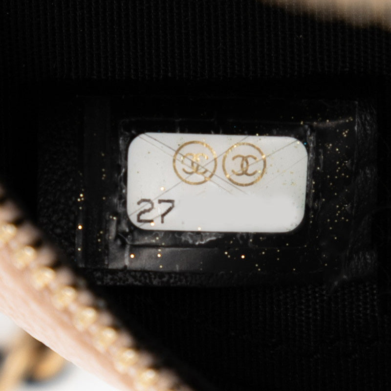 シャネル マトラッセ CCフィリグリー チェーン ショルダーバッグ ベージュ ブラック キャビアスキン レディース CHANEL 【中古】
