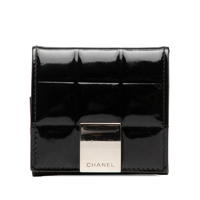 シャネル チョコバー コインケース 小銭入れ ブラック エナメル レディース CHANEL 【中古】